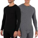 Fruit of The Loom Men's Recycled Waffle Thermal Underwear Henley Top (1 and 2 Packs)