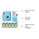 Fujifilm Instax Mini 11 Instant Camera Sky Blue + Custom Case Fuji Film Value Pack (50 Sheets) Flamingo Designer Photo Album For Instax Photos