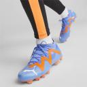 Future Match FG/AG Football Boots Women in Blue Glimmer/White/Ultra Orange, Size 10.5 by Puma