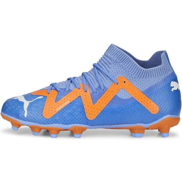 Future Match FG/AG Unisex Football Boots - Youth 8-16 Years in Blue Glimmer/White/Ultra Orange, Size 12 by Puma