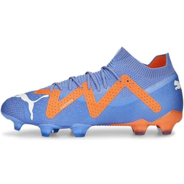 Future Match+ LL FG/AG Unisex Football Boots in Blue Glimmer/White/Ultra Orange, Size 11.5 by Puma