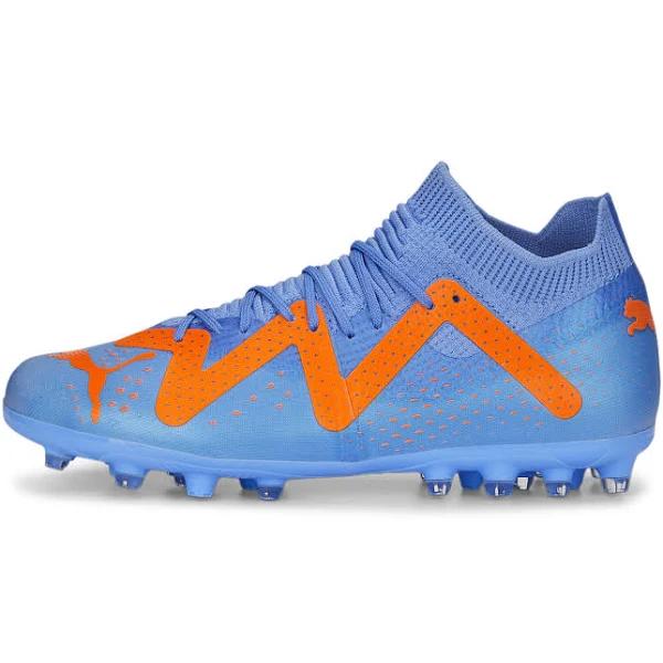 Future Match MG Unisex Football Boots - Youth 8-16 Years in Blue Glimmer/White/Ultra Orange, Size 11 by Puma