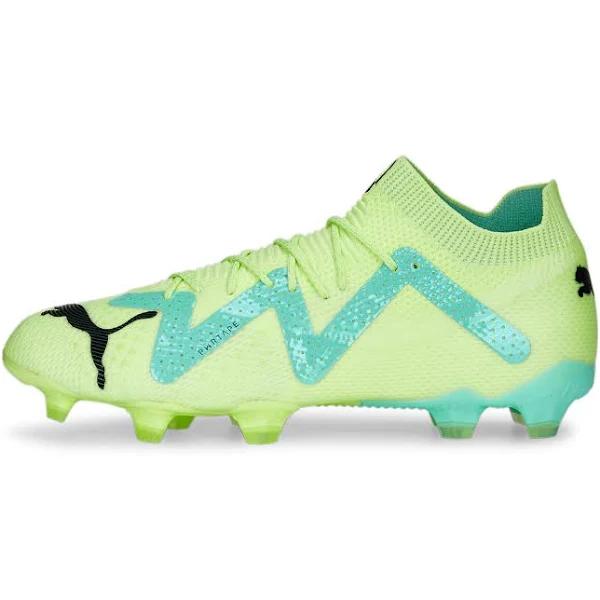 Future Ultimate FG/AG Unisex Football Boots in Fast Yellow/Black/Electric Peppermint, Size 8 by Puma