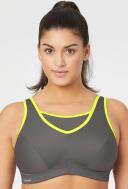 Glamorise No-Bounce Camisole Wire-free Sports Bra - Gray/Yellow 18C 1066 Plus Size Bra - AfterPay Available