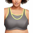 Glamorise No-Bounce Camisole Wire-free Sports Bra - Gray/Yellow 18C 1066 Plus Size Bra - AfterPay Available
