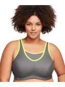 Glamorise No-Bounce Camisole Wire-free Sports Bra - Gray/Yellow 18C 1066 Plus Size Bra - AfterPay Available