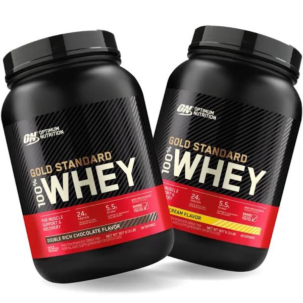 Gold Standard 100% Whey | 2lb Twin Pack, Gold Standard 100% Whey 2lb Banana / Gold Standard 100% Whey 2lb Choc Hazelnut