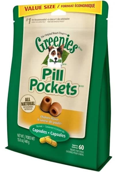 Greenies Chicken Flavored Capsule Pill Pockets, 60 Count