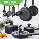 Greenlife Soft Grip Diamond Healthy Ceramic Nonstick 13 Piece Cookware Pots and Pans Set PFAS-Free Dishwasher Safe Black