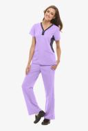 Healing Hands Purple Label Jessi Women's 3-Pocket Stretch Y-Neck Scrub Top in Soft Lilac | Size 3x Polyester/rayon/spandex