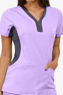Healing Hands Purple Label Jessi Women's 3-Pocket Stretch Y-Neck Scrub Top in Soft Lilac | Size 3x Polyester/rayon/spandex