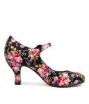 I Love Billy Mendy Black Floral Smooth Black Floral Womens Shoes Dress Heeled Shoes
