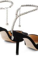 Jimmy Choo, Saeda 85 embellished velvet pumps, Women, Black, childSizeHarmonized, Pumps, Leather
