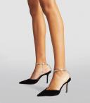 Jimmy Choo, Saeda 85 embellished velvet pumps, Women, Black, childSizeHarmonized, Pumps, Leather