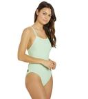 JOLYN Women's Brandon 2 Solid One Piece Swimsuit - Mint | Polyester - Swimoutlet.com