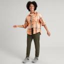 Kathmandu Huntly Women's Long Sleeve Shirt - Orange Lolly/Taupe Check Size X-Large - AfterPay & zipPay Available