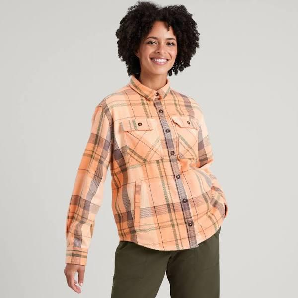 Kathmandu Huntly Women's Long Sleeve Shirt - Orange Lolly/Taupe Check Size XX-Large - AfterPay & zipPay Available