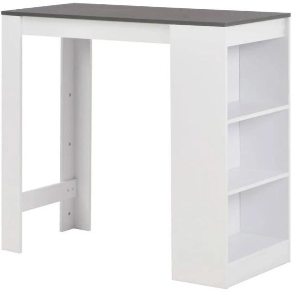 Kitchen Bar Table With 3 Layer Storage Shelf White Compact Dining Furniture Unit - AfterPay & zipPay Available