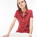 Lacoste Slim Fit Short Sleeve Womens Light Red Polo Shirt PF7845 PHP Cotton - Size 12 UK