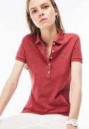 Lacoste Slim Fit Short Sleeve Womens Light Red Polo Shirt PF7845 PHP Cotton - Size 12 UK