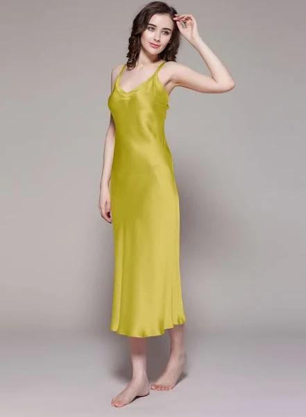 LILYSILK Silk Nightgownes for Women Nightwear Australia Deep Open Back 22mm Zinnia Yellow M