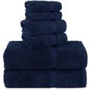 Luxury Spa and Hotel Quality Premium Turkish Cotton 6-piece Towel Set (2 x Bath Towels, 2 x Hand Towels, 2 x Washcloths, Navy)