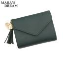 Mara's Dream Women's Solid Color Wallet Tassel Pendant Lychee Pattern Wallet Card Package Buckle Purse