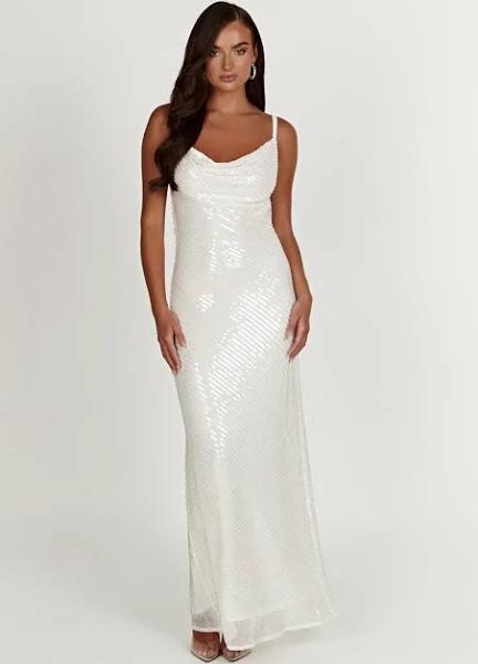 MARISE Sequin Gown | White | MESHKI Maxi Dresses | Size 3XL | in Multiple Sizes & Styles | AfterPay Available