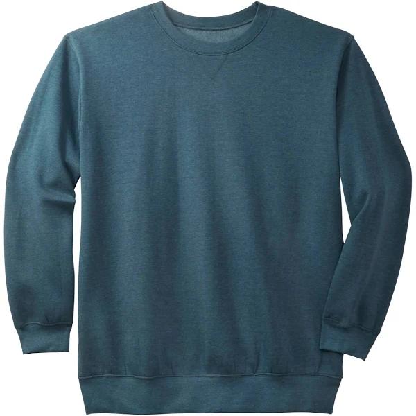 Men's Big & Tall Fleece Crewneck Sweatshirt by KingSize in Heather Midnight Teal (Size 5XL)