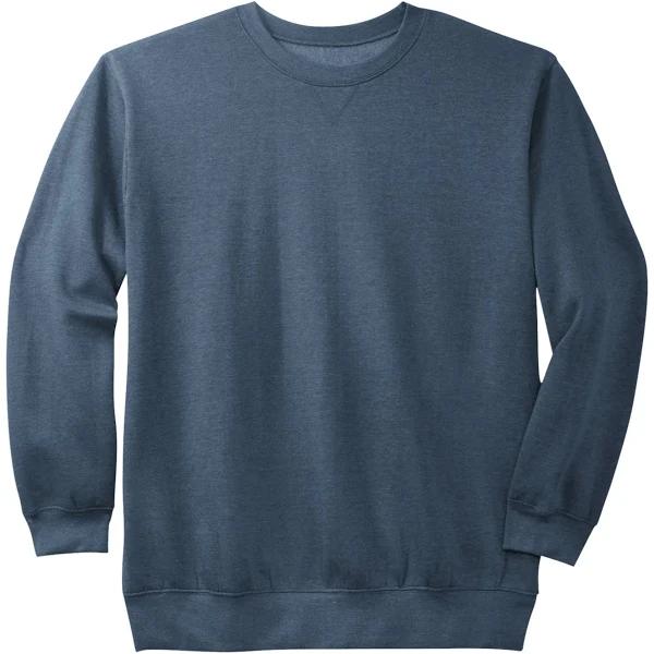 Men's Big & Tall Fleece Crewneck Sweatshirt by KingSize in Heather Slate Blue (Size 2XL)