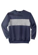 Men's Big & Tall Fleece Crewneck Sweatshirt by KingSize in Navy Colorblock (Size 6XL)