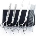 Moontay Professional 8.0" Pet Grooming Scissors Set, 4-Pieces 440C Japanese Steel Straight & Curved & Thinning & Chunker Shears/Scissors With 1