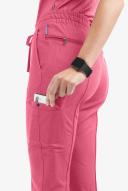 Movement by Butter-Soft Capricorn Women’s 7-Pocket Skinny Pintuck Scrub Pants in Bright Pink Heather | Size XL Polyester/rayon/spandex