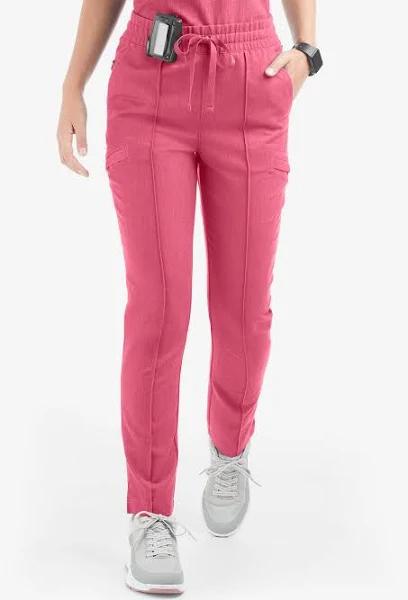 Movement by Butter-Soft Capricorn Women’s 7-Pocket Skinny Pintuck Scrub Pants in Bright Pink Heather | Size XL Polyester/rayon/spandex