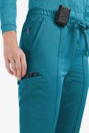 Movement by Butter-Soft Capricorn Women’s 7-Pocket Skinny Pintuck Scrub Pants in Caribbean Blue | Size S Polyester/rayon/spandex