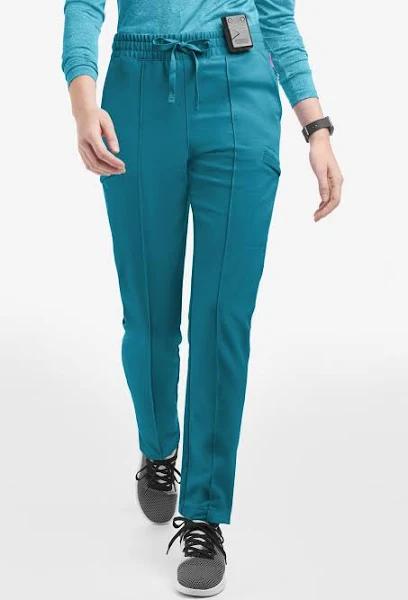 Movement by Butter-Soft Capricorn Women’s 7-Pocket Skinny Pintuck Scrub Pants in Caribbean Blue | Size S Polyester/rayon/spandex