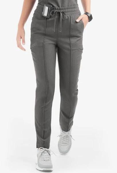 Movement by Butter-Soft Capricorn Women’s 7-Pocket Skinny Pintuck Scrub Pants in Graphite Heather | Size M Polyester/rayon/spandex