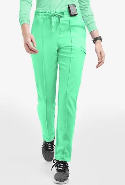 Movement by Butter-Soft Capricorn Women’s 7-Pocket Skinny Pintuck Scrub Pants in Neo Mint | Size XL Polyester/rayon/spandex