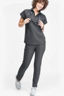 Movement by Butter-Soft Capricorn Women’s 7-Pocket Skinny Pintuck Scrub Pants - Petite in Charcoal Heather | Size 2x Polyester/rayon/spandex