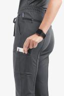 Movement by Butter-Soft Capricorn Women’s 7-Pocket Skinny Pintuck Scrub Pants - Petite in Charcoal Heather | Size 2x Polyester/rayon/spandex