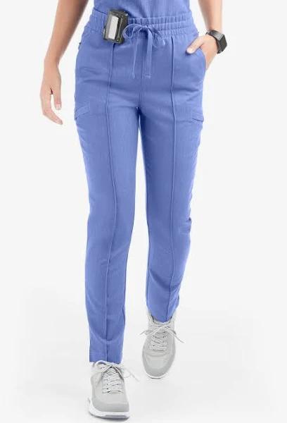 Movement by Butter-Soft Capricorn Women’s 7-Pocket Skinny Pintuck Scrub Pants - Petite in Electric Blue Heather | Size S Polyester/rayon/spandex