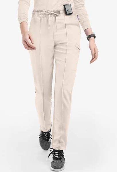 Movement by Butter-Soft Capricorn Women’s 7-Pocket Skinny Pintuck Scrub Pants - Petite in Khaki Shale | Size XS Polyester/rayon/spandex