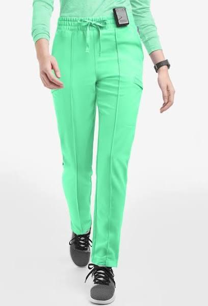 Movement by Butter-Soft Capricorn Women’s 7-Pocket Skinny Pintuck Scrub Pants - Petite in Neo Mint | Size M Polyester/rayon/spandex