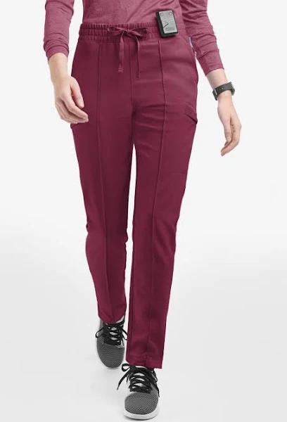 Movement by Butter-Soft Capricorn Women’s 7-Pocket Skinny Pintuck Scrub Pants - Petite in Wine | Size XXS Polyester/rayon/spandex