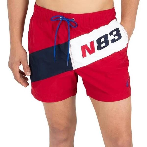 Nautica 16 Inch Logo Colour Block Quick-dry Swims Red - XX-Large - AfterPay & zipPay Available