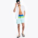 Nautica Men's Board Short Mint & Spinner Blue Color Block Quick-dry Drawstring Swim Trunks L