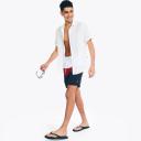 Nautica Men's Board Short Mint & Spinner Blue Color Block Quick-dry Drawstring Swim Trunks L