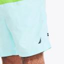 Nautica Men's Board Short Mint & Spinner Blue Color Block Quick-dry Drawstring Swim Trunks L