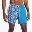 Nautica Men's Board Short Orange & Highlight Pink Color Block Quick-dry Drawstring Swim Trunks L