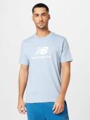 New Balance Essentials Stacked Logo Cotton Short Sleeve T-Shirt Light Blue White - XXL